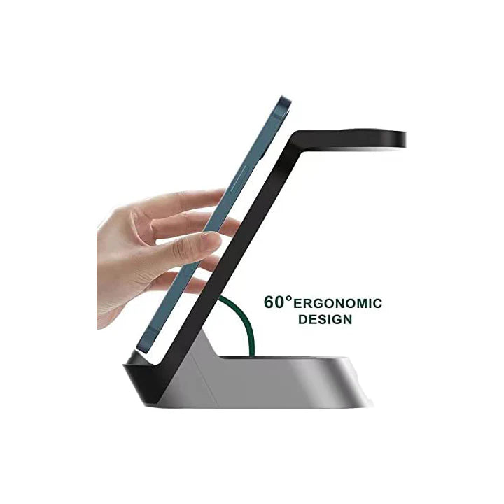 Green Lion 4 in 1 Fast Wireless Charger 15W w/ Type-C Port, 60 Degree Ergonomic Design, Wireless Charging Dock Station