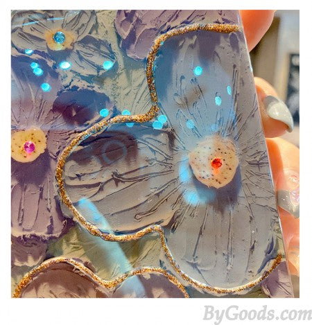 Classy  Colorful Flowers Floral Painting Case With Built-in Glitter Lens Protector